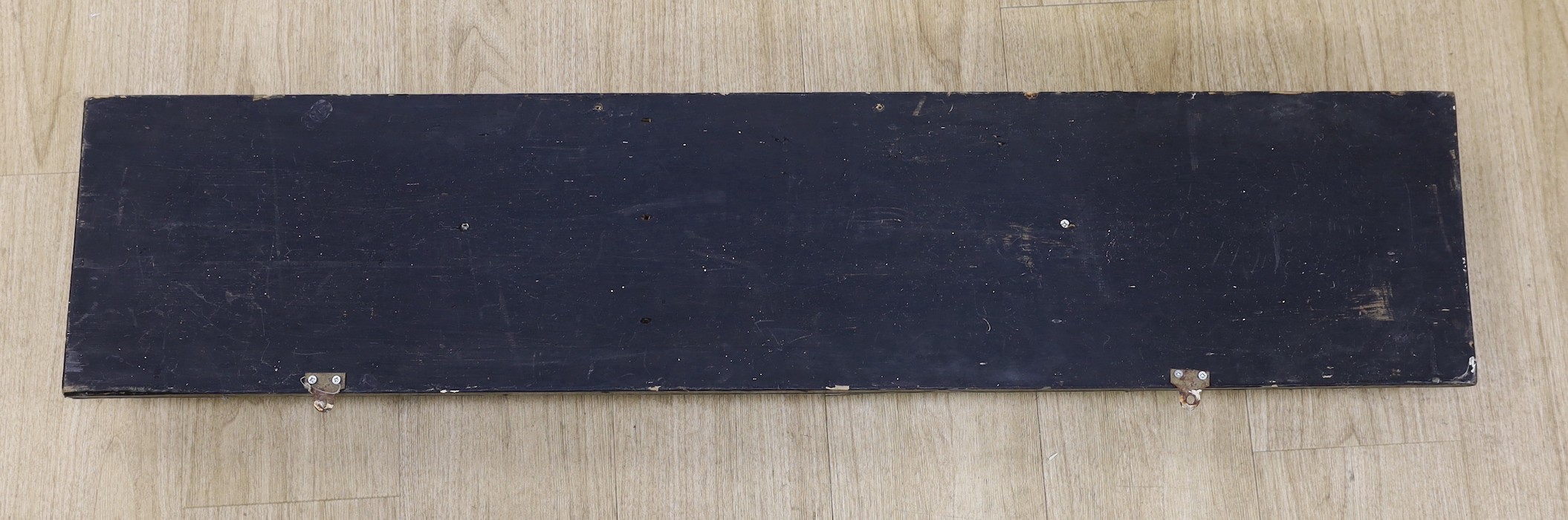 A replica painted wood ship-builder's half block model, 'Caprina' - 113cm wide